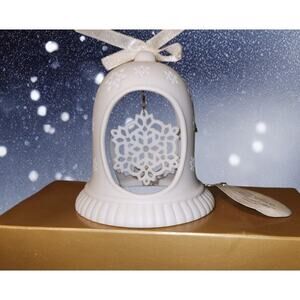 Pierced Porcelain Lace Illusions Bell and Snowflake Ornament